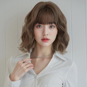 키라비 여성 가발 통가발 웨이브 단발가발 35cm DTF0166, 1개, 통가발: DTF-0166(애쉬골드브라운샤기)