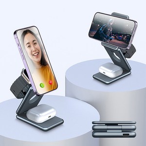 삼성 아이폰 3in1 고속 무선 충전기 23W 갤럭시 워치 애플 워치 에어팟 3대 동시 충전, 1개, 화이트