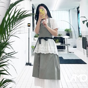 국내생산 자체제작 원피스 레이스 앞치마 예쁜 북유럽 앤틱 올리브 감성 빈티지 디자인 카페 바리스타 꽃집 어린이집 미용실 네일샵 앞치마, 1개