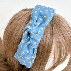 핸드메이드 데님 리본 헤어밴드 여성 머리띠 반다나 스타일 레트로 스타 디자인