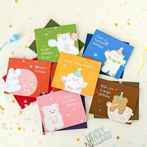 생일 편지지 메세지 엽서 용품 입체 카드 6P, 캐릭터 생일 입체카드 6P