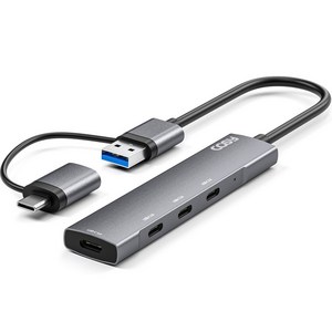 코시 C타입 USB 3.0 멀티허브 4포트 듀얼 커넥트 C타입 + USB-A 허브 UH4095CA, 그레이, 1개