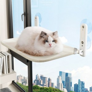 튼튼캣워크 대형 접이식 고양이 해먹 52x30 cm 캣타워 창문부착 메쉬 기모 두가지 증정 캣워커, 메쉬 기모해먹, 1개