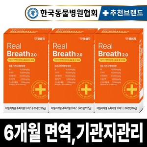 펫생각 리얼 브레스 반려견 강아지 기관지 영양제 협착증 기침 면역력 호흡기 켁켁거림 거위소리 120g, 3개, 호흡기/기관지