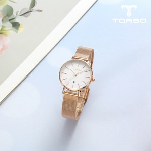 TORSO 토르소 T102-MS 카리아 데이트 커플 워치 남여 메탈 메쉬 밴드 손목 시계