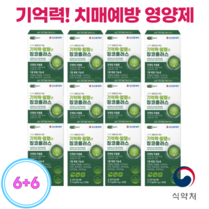 6+6 헬스트레인 치매예방 뇌 영양제 식약청인증 치매 기억력 집중력 영양제 12개월분, 360정, 12박스