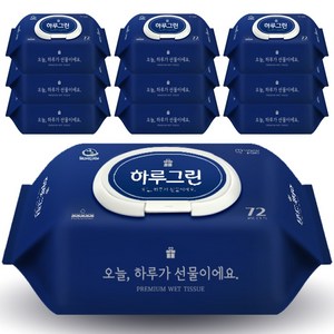 하루그린 프리미엄 물티슈 캡형(블루), 10개, 72매, 70g