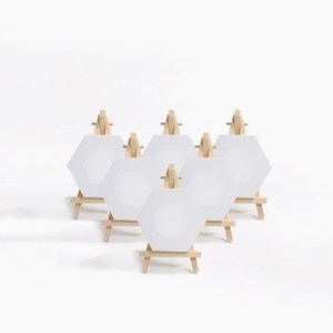 sta staed 화이트 캔버스 우드 이젤 세트 6개 밸류팩, 10cm X 10cm 육각형