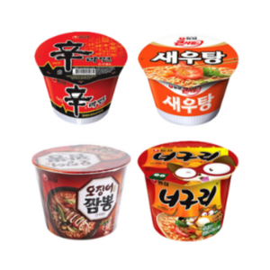 농심 큰사발라면 4종 (신라면 컵 114g+새우탕 컵 115g+오징어짬뽕 컵 115g+너구리 컵 111g) 각4개씩, 1세트