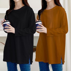 투율 여성 빅사이즈 레이어드 트임긴팔