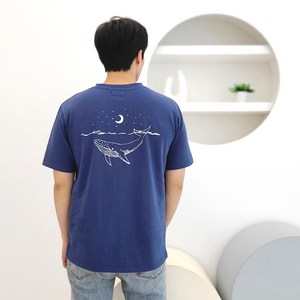 파르데스 남성용 달빛고래 라운드넥 반팔 티셔츠 CW01-T2006