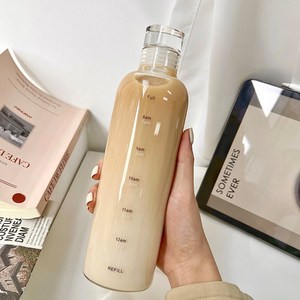 유리보틀 내열유리 물병 시간 눈금 텀블러 감성보틀 2개 세트 500ml, 500ml 2개 세트