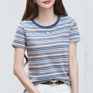 리버폭스 여성 라운드넥 반팔 단가라티 여름 패션티