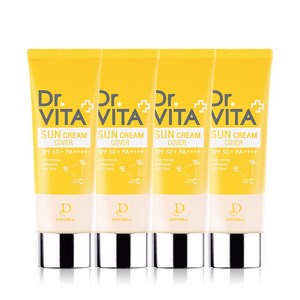 닥터비타 올인원 자외선 차단 3중 기능성 피부 톤 보정 비타민 선크림 커버 (SPF50+ / PA++++) 백탁 X 남녀공용, 4개, 60g