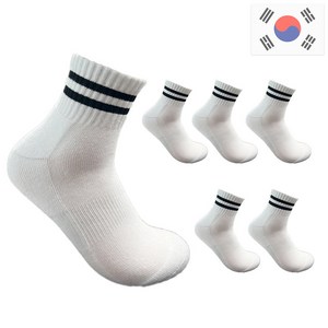 비바슈슈 남성용 더블 쿠션 러닝 스포츠 스트라이프 단목 양말 6켤례 (250~270mm)