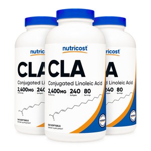 뉴트리코스트 CLA 800mg 소프트젤 글루텐 프리, 240정, 3개