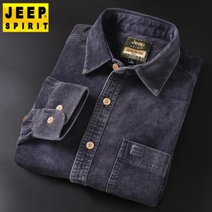 JEEP SPIRIT 지프 스피릿 셔츠 남자 캐쥬얼 뉴 디자인 가을 겨울 남성 코듀로이 긴팔 느슨한 단색 긴팔티 패션 캐주얼 탑 버튼 긴소매 두꺼운 남성 셔츠 2080