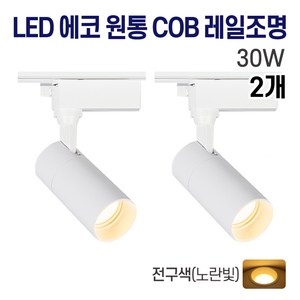 라인조명 LED 에코 원통 COB 일체형 레일조명 화이트 10w 20w 30w (주광/전구/주백), 2개, 8. 전구(노란빛) 30w