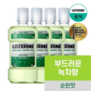 리스테린 내추럴 그린티 마일드 구강청결제, 750ml, 4개