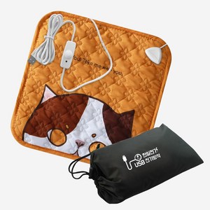 한일 USB 전기방석 + 전용보관가방 국내생산 양면 전기방석, [USB] 빼꼼냥이, 머스타드