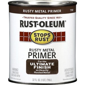 Rust-Oleum 7769502 녹 방지용 보호 에나멜 페인트 1쿼트(1팩) 평평한 녹슨 금속 프라이머, 1개