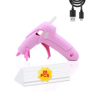 무선글루건 SCIMAKER 37V 무선 핫멜트 접착제 총 20pcs 7x100mm 스틱 USB 충전식 수리 도구 홈 DIY 선물, Pink with 20 sticks, 1개