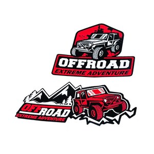 락모터스 자동차 오프로드 반사스티커 2종 OFFROAD 4X4 데칼 로고 스티커 캠핑 캐리어 캠핑카 지프 차량용, 1번OFFROAD주황(흰색), 1개