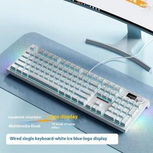 테블릿키보드 LANGTU LT104 유선 스마트 스크린 기계식 키보드 RGB 핫스왑 가능 다기능 노브 충돌 없는 게임용, 적축, 2) LT104 Red Switch, 2) LT104 Red Switch