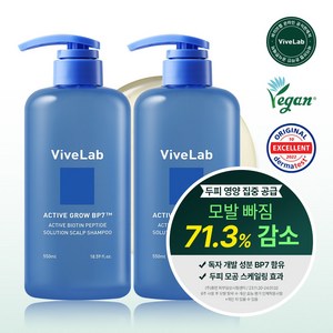 바이브랩 액티브 비오틴 펩타이드 솔루션 스칼프 샴푸 비오틴 탈모 샴푸, 2개, 550ml