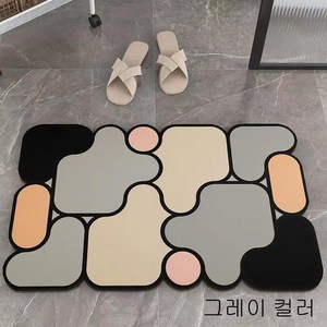 용앤센스 물기 순삭 흡수 주방 욕실 베란다 다용도 규조토 미끄럼 방지 발 매트, 그레이컬러 넓이69cm+높이44cm, 1개