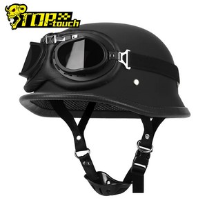 오토바이 하프 헬멧 독일 가죽 빈티지 Casco Moto 오픈 페이스 바이커 파일럿 DOT 인증 SXXL, 307Matte BK-Glass2, XXL, 1개