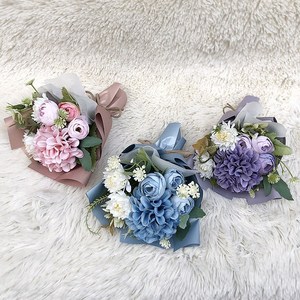 납골당꽃 다알리아 미니 조화꽃다발, 연퍼플, 양면테이프