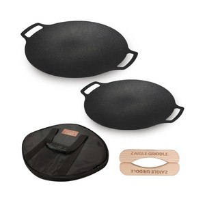 자이글 IH캠핑 그리들 2종세트(36cm+30cm)+보관가방+우드손잡이 2개(1쌍), 단일옵션