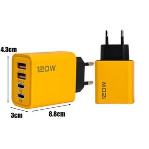 120W 고속 충전 휴대폰 4 포트 QC3.0 B C타입 듀얼 PD 벽 어댑터 EU UK 플러그 아이폰 15, 06 EU Chage