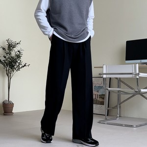 남자 더블 핀턱 와이드 슬랙스 4color 사계절 트렌디 스판 링클프리 편안함 남녀 하의