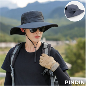 핀딘 등산모자 메쉬 사파리 경량 챙모자 자외선차단, 딥블랙