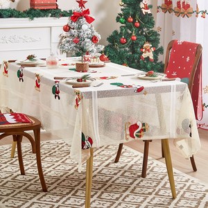 크리스마스 용품 레이스 자수 크리스마스 식탁보 뉴타임즈 Christmas tablecloth, 140*100, 산타클로스A, 1개