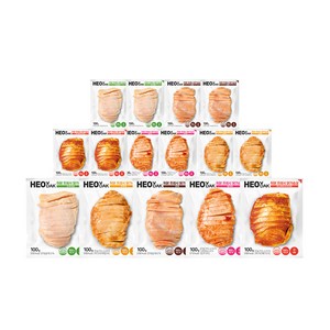 허닭 프레시 슬라이스 닭가슴살 5종 혼합, 15개, 100g
