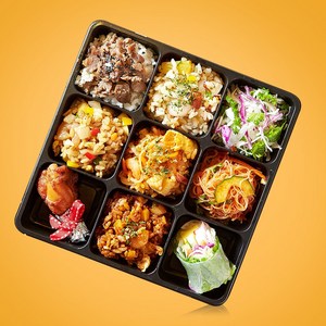 9칸 반찬용기 100세트 월남쌈 비빔밥 소스 포장배달, 100세트(용기+뚜껑), 1개