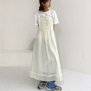 빈티지 레이스 레이어드 나시 롱 원피스