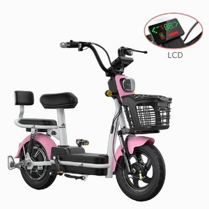 Bacicle 전기자전거 48V 접이식 미니벨로 자토바이 전동 자전거 15Ah 리튬 배터리, LCD-핑크 48V 15A 리튬배터리