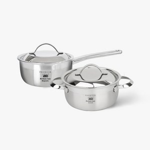 ELO 취리히 통3중 스텐 냄비 2종세트 인덕션 IH, 실버, 편수냄비 16cm + 양수 20cm