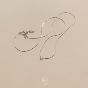 [당일/순은] 큐빅 뱀줄 심플 은목걸이 blanc necklace