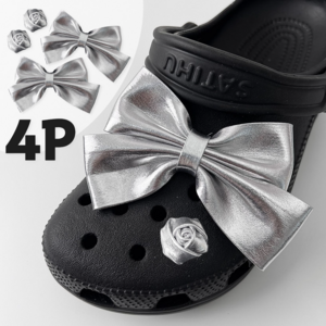 [4개세트] 디어썸 샤샤 실버 리본 파츠 플라워 큐빅 신꾸