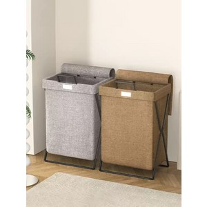 빨래바구니 세탁 접이식 빨래통 기숙사 빨래바구니대형 세탁물 이동식접이식철제빨래바구니, 브라운 대형 60CM