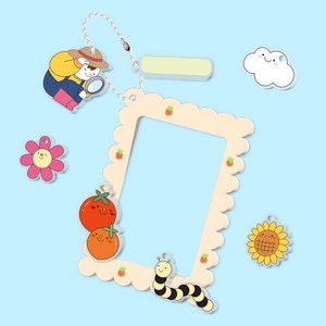 아크릴 오늘도새싹 포토 키링, 1개, 베이지