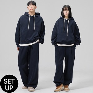 [SET/ 기모] 그랜피니 남여공용 프리미엄 베이직 무지 오버핏 벌룬 스웻 후드+ 원턱 밴딩 스트링 와이드 조거 트레이닝 밴딩 팬츠 세트