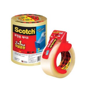 스카치 포장 테이프 투명 48mm x 25m 3625V 2+1 + 투명 48mm x 100m 3615R + 디스펜서, 혼합색상, 2세트