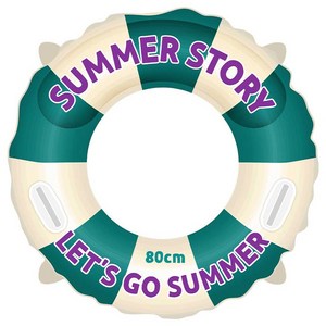 우리가스토리 레츠고썸머 물놀이 손잡이 원형 튜브 80cm, 그린 + 스트라이프, 1개