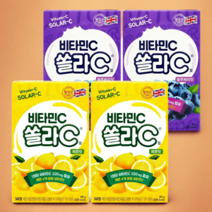 고려은단 쏠라C 비타민C 30정 레몬맛 2개 + 블루베리맛 2개 (총 4개), 레몬맛 4개